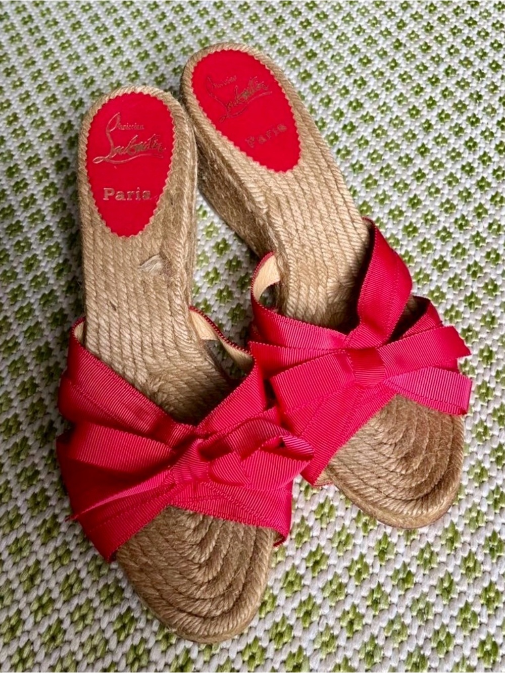 Christian Louboutin Red Espadrille Wedge Sandle Sz 41